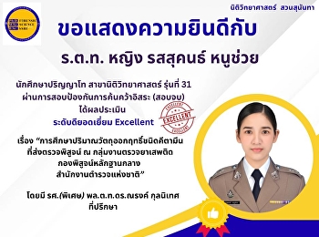 ขอแสดงความยินดีกับ ร้อยตำรวจโทหญิง
รสสุคนธ์ หนูช่วย